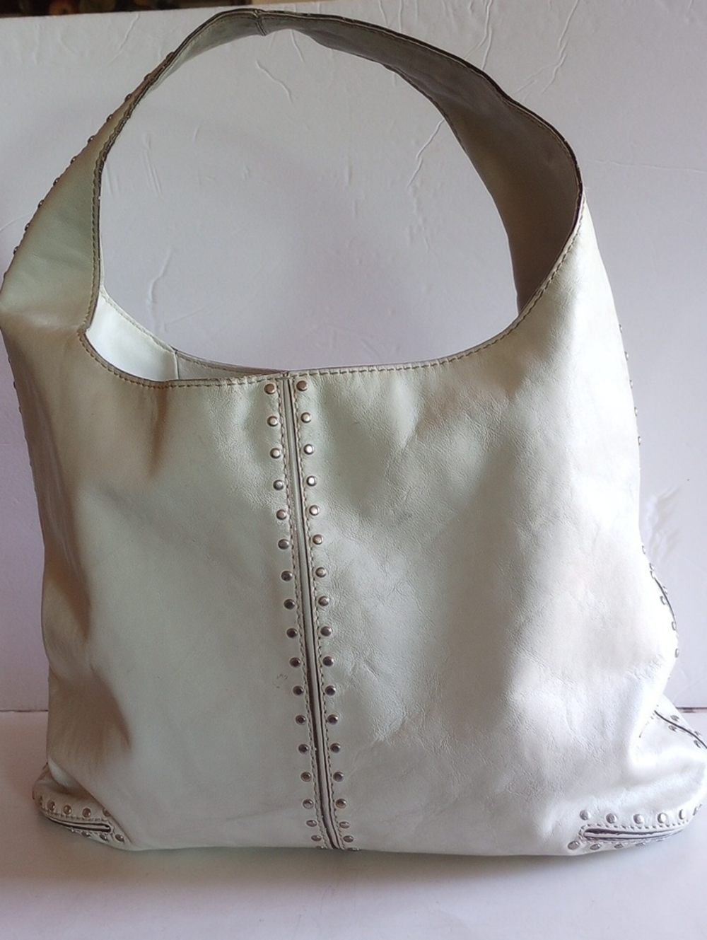 Michael Kors Cream Leather Studded Shoulder Bag
